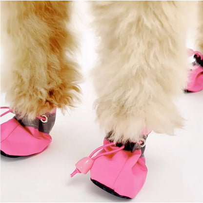 4pcs Anti-slip Adjustable Breathable Pet Shoes Waterproof Winter Pet Dog Footwear Thick Warm For Prewalkers Socks Booties