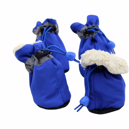 4pcs Anti-slip Adjustable Breathable Pet Shoes Waterproof Winter Pet Dog Footwear Thick Warm For Prewalkers Socks Booties
