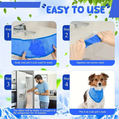 Pet Cooling Scarf - Adjustable Nylon Neck Collar Lightweight Durable Easy-clean, for Dogs Cats Hiking Heatstroke Prevention