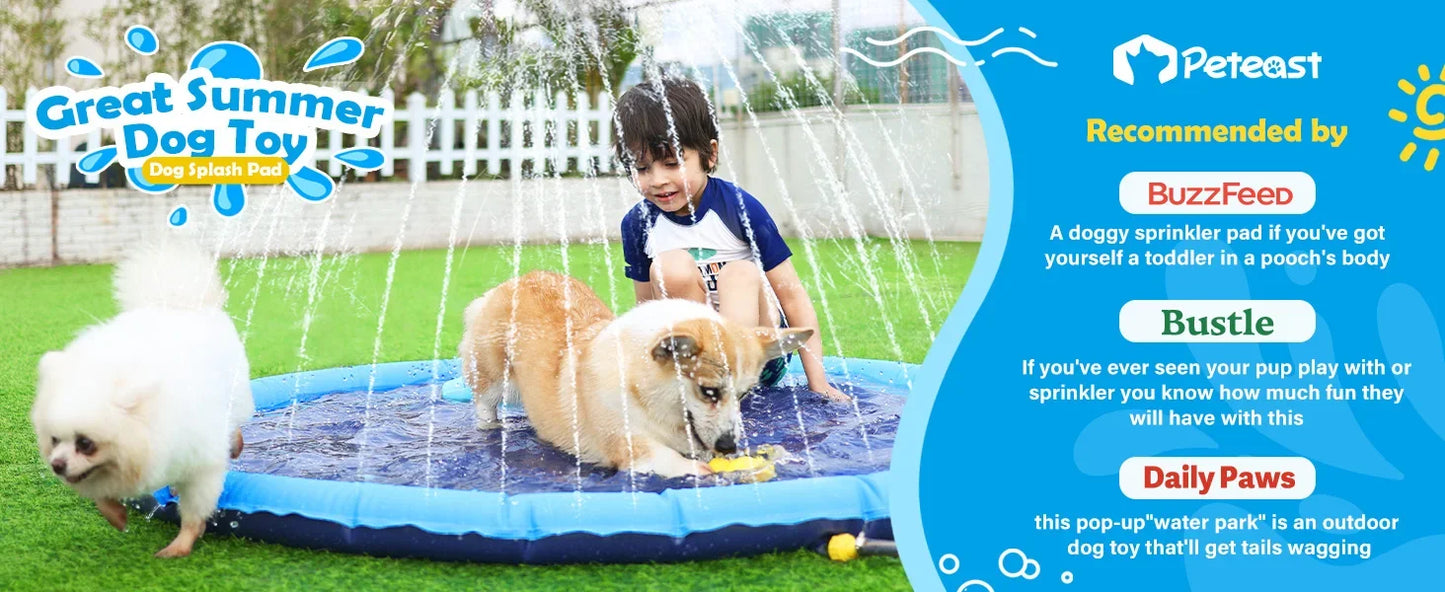 Dog Cool Toys Splash Pad for Dogs Anti-Slip Pool for Large Dogs Thickened Durable Outdoor Water Play Mat Summer Sprinkler Toy
