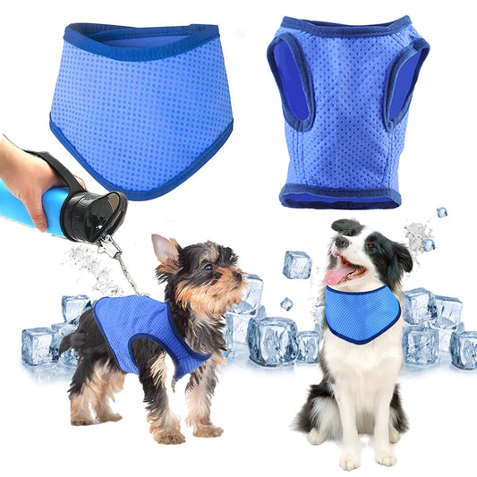 Summer Dog Cooling Ice Scarf Cool Ice Towel Quick Release Hot Pet Clothes Cool Jacket For Small Medium Largr Dog Accessories ﻿