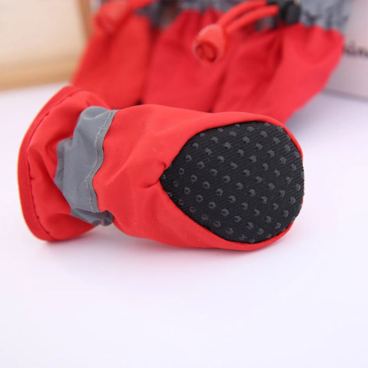 4pcs Anti-slip Adjustable Breathable Pet Shoes Waterproof Winter Pet Dog Footwear Thick Warm For Prewalkers Socks Booties
